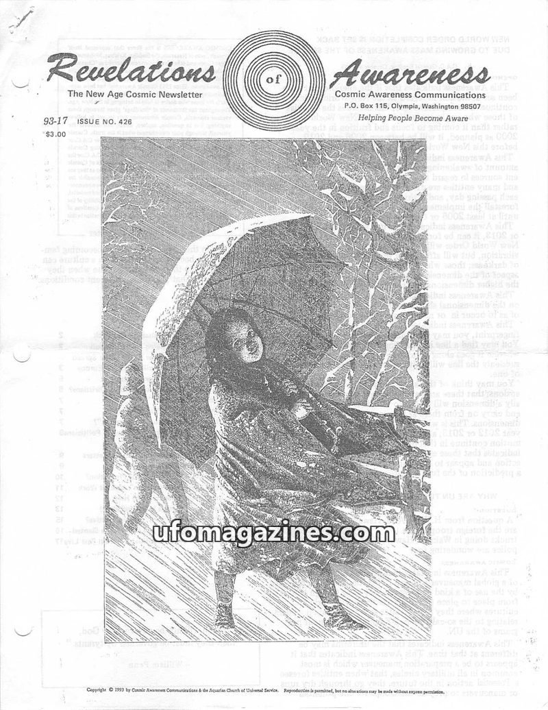 Cover of Cosmic Awareness - 1993 17 - new world order religion money weapon christianity war psychology nemesis space karma