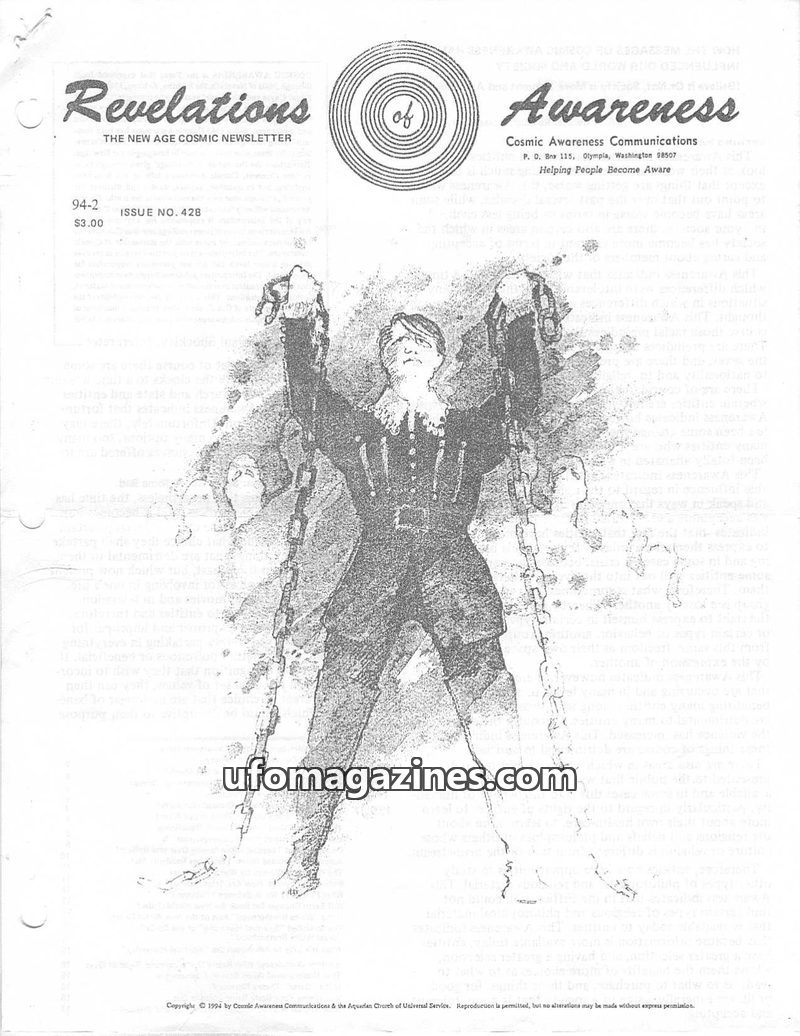 Cover of Cosmic Awareness - 1994 02 - new world order white brotherhood alien children religion eye underground conspiracy health mind