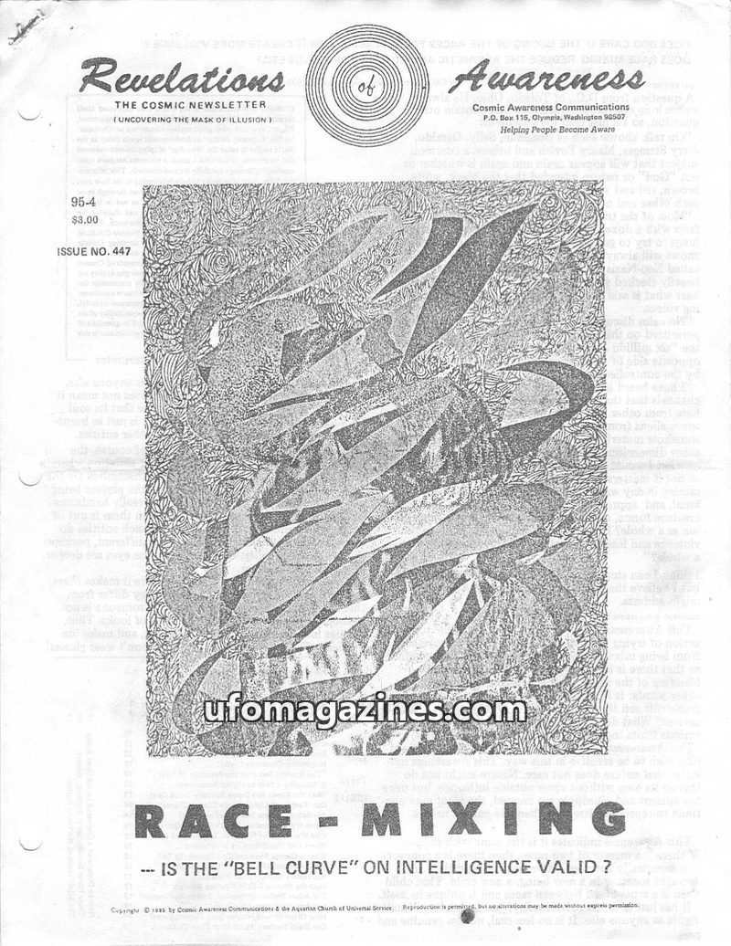 Cover of Cosmic Awareness - 1995 04 - alien race god weishaupt children politics ascension religion astronomy spinning