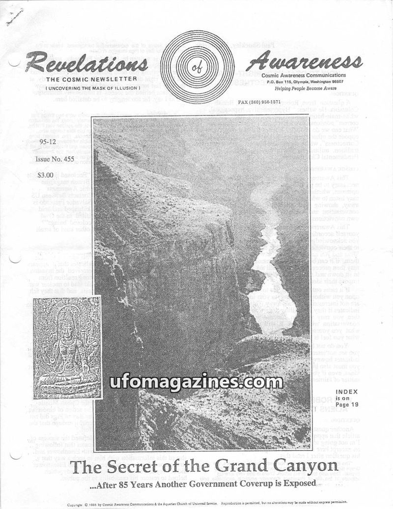 Cover of Cosmic Awareness - 1995 12 - alien vibration grey zeta reticuli underground ascension dimension tree politics god