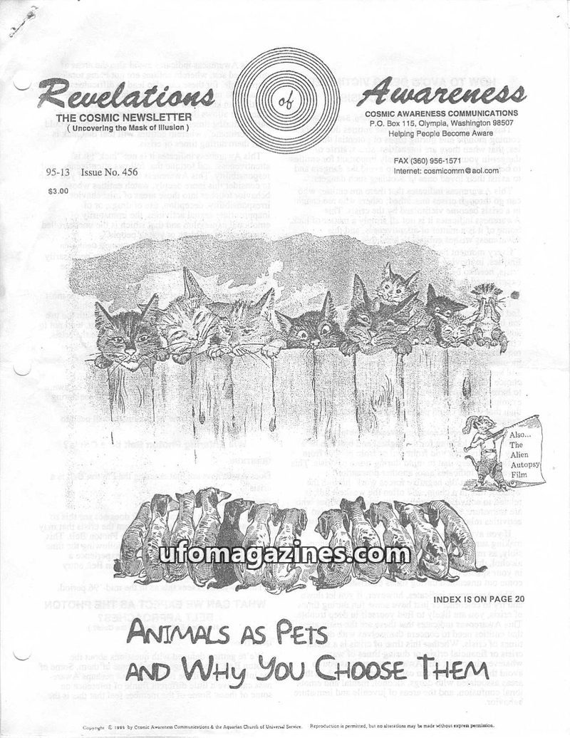 Cover of Cosmic Awareness - 1995 13 - ascension psychology mind astronomy photon belt subconscious cat crystal alien health