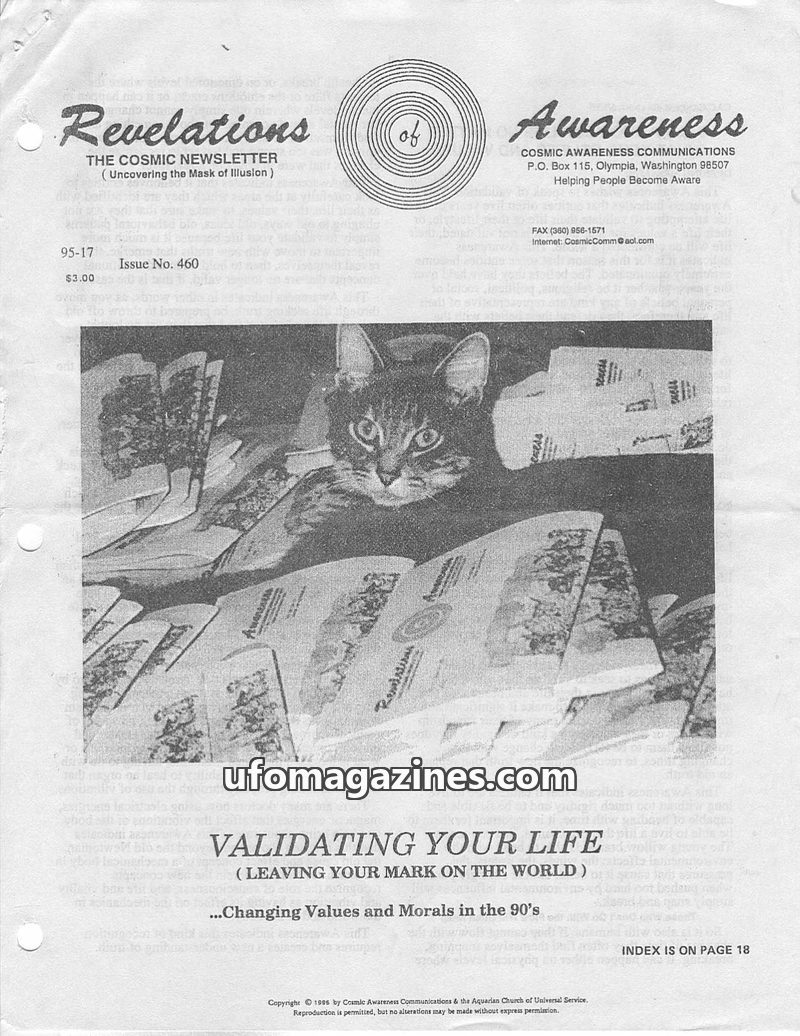 Cover of Cosmic Awareness - 1995 17 - love drug karma religion health family rockefeller vibration black hole cia