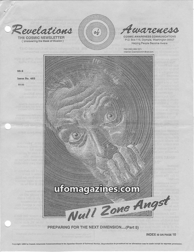 Cover of Cosmic Awareness - 1996 02 - astronomy ascension photon belt health memory afterlife death karma religion breath