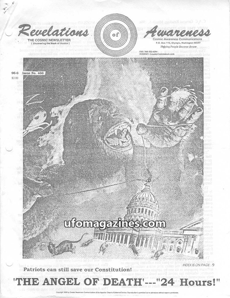 Cover of Cosmic Awareness - 1996 06 - alien ascension astronomy photon belt karma angel new world order love draconian reptilian