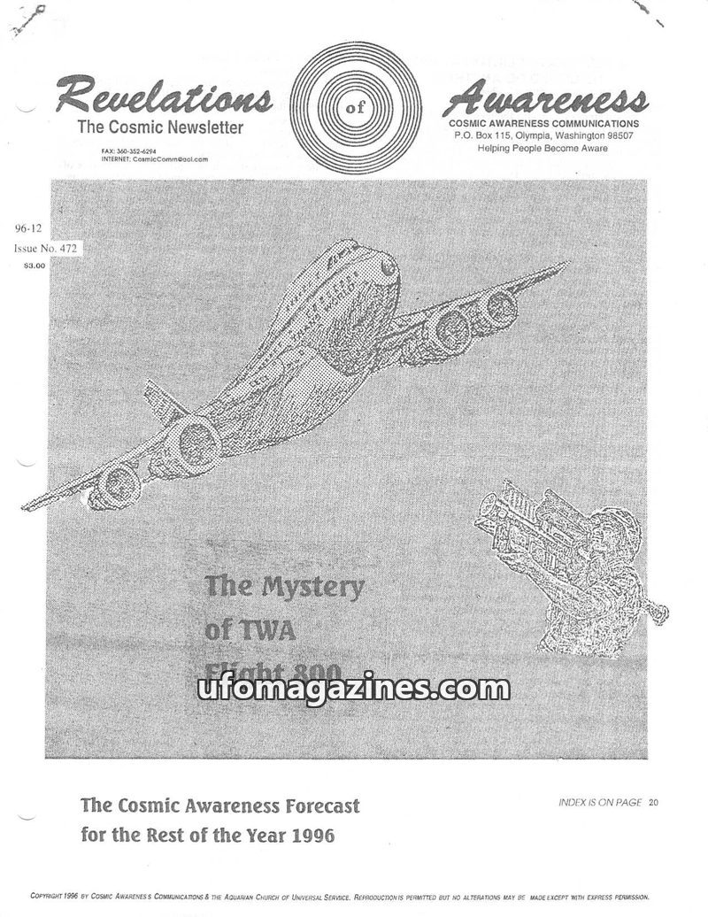 Cover of Cosmic Awareness - 1996 12 - new world order money children banking politics rothschild health war economy clinton