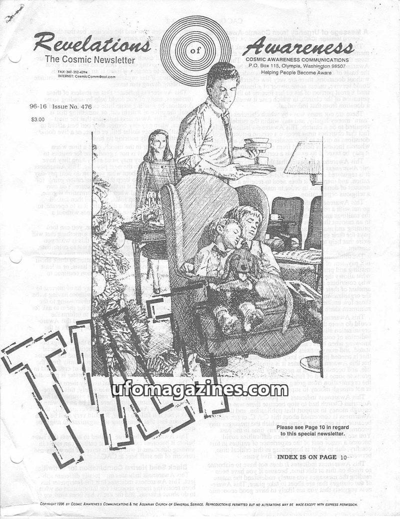 Cover of Cosmic Awareness - 1996 16 - health arthritis alien democracy new world order children money khazar libido mind