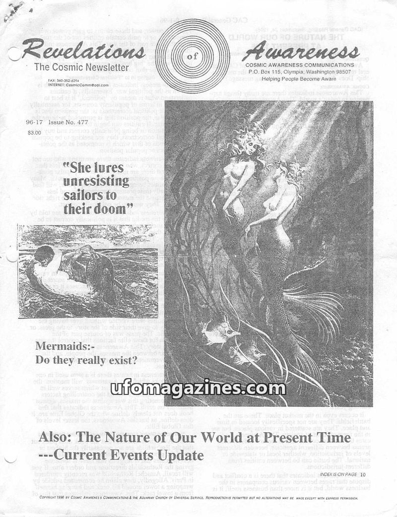 Cover of Cosmic Awareness - 1996 17 - politics clinton alien new world order money economy finance federal reserve the beast president