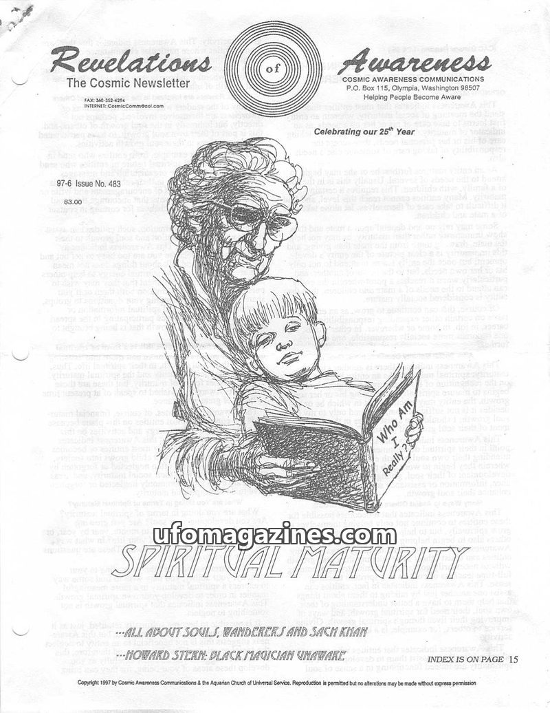 Cover of Cosmic Awareness - 1997 06 - soul heaven health sach kahn vibration religion cancer hell psychology mind