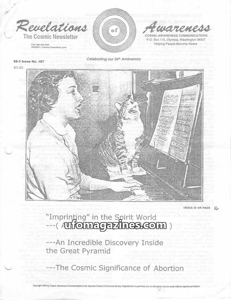 Cover of Cosmic Awareness - 1998 03 - religion christianity jesus vibration health heal music pyramid soul children