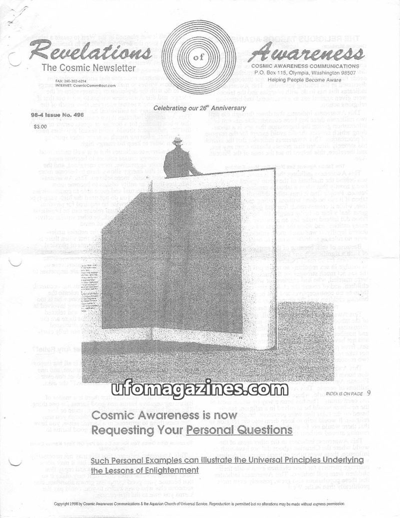 Cover of Cosmic Awareness - 1998 04 - soul hell heaven karma higher self taboo sex silver religion psychology