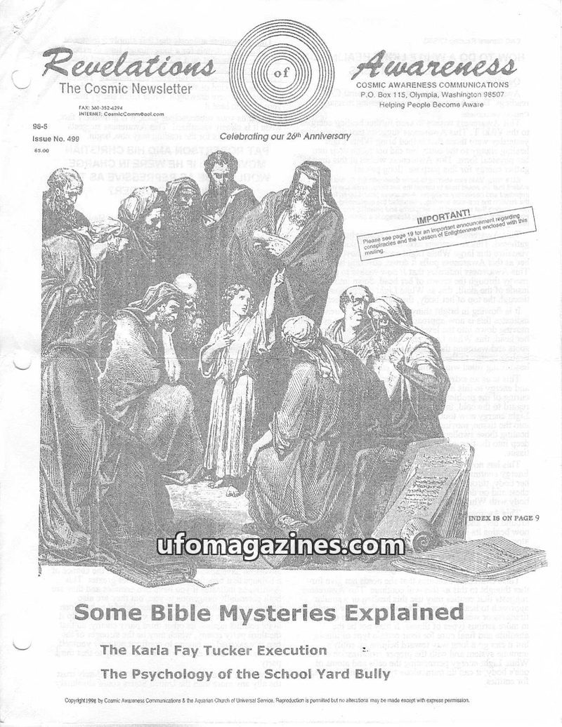 Cover of Cosmic Awareness - 1998 05 - religion christianity biblical astrology jesus god health christ church psychology