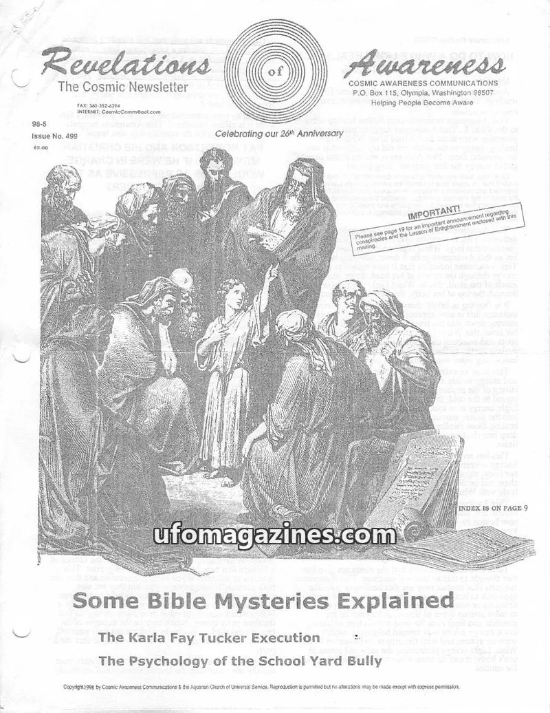 Cover of Cosmic Awareness issue No. 499: Revelations of Awareness