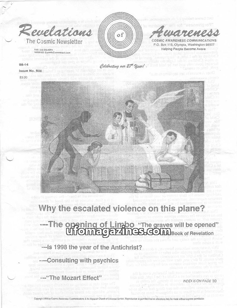 Cover of Cosmic Awareness - 1998 14 - alien religion psychology psychic mind ascension children grace subconscious biblical