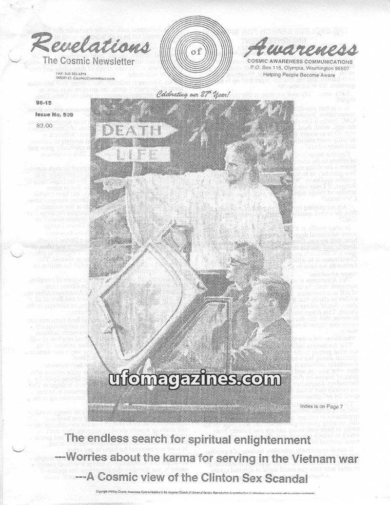 Cover of Cosmic Awareness - 1998 15 - surrender god afterlife health religion psychology mind enlightenment death vibration