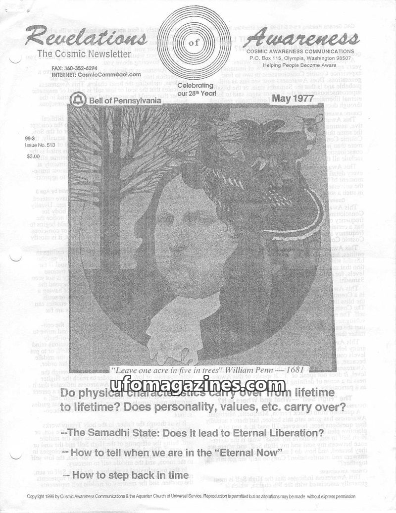 Cover of Cosmic Awareness - 1999 03 - health soul psychology mind religion subconscious aging heal karma realians