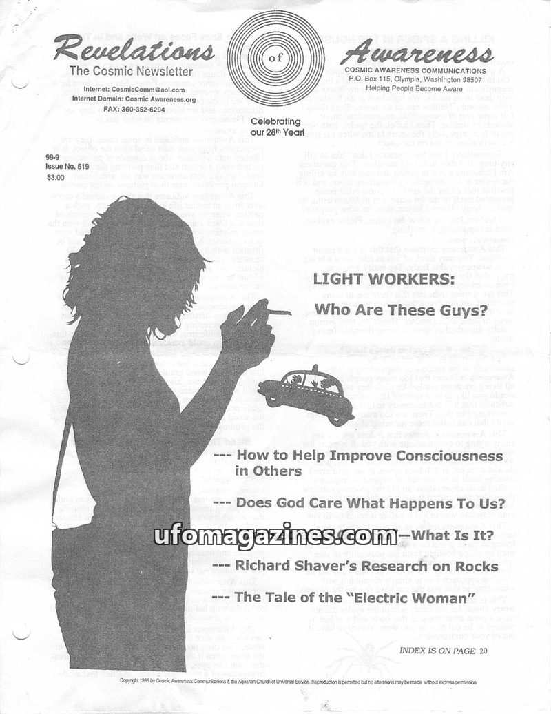Cover of Cosmic Awareness - 1999 09 - soul water alien light worker altair religion gold psychology mind subconscious