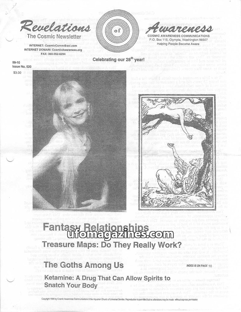 Cover of Cosmic Awareness - 1999 10 - religion new world order alien moon drug church children psychology program health