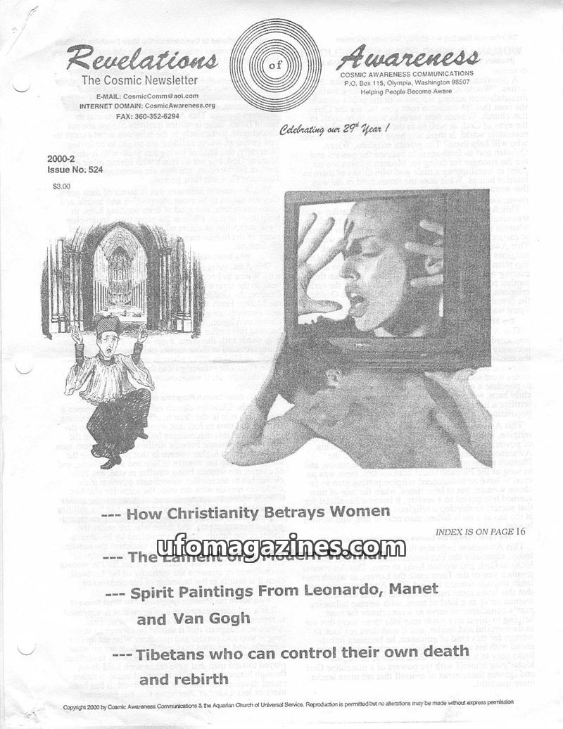 Cover of Cosmic Awareness - 2000 02 - religion christianity children health god alien church soul afterlife politics