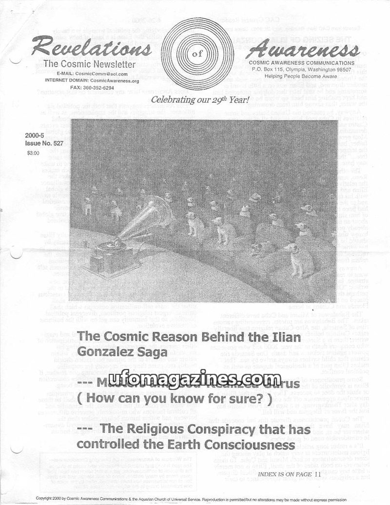 Cover of Cosmic Awareness - 2000 05 - religion god christianity jesus secret society psychology mind conspiracy biblical new world order