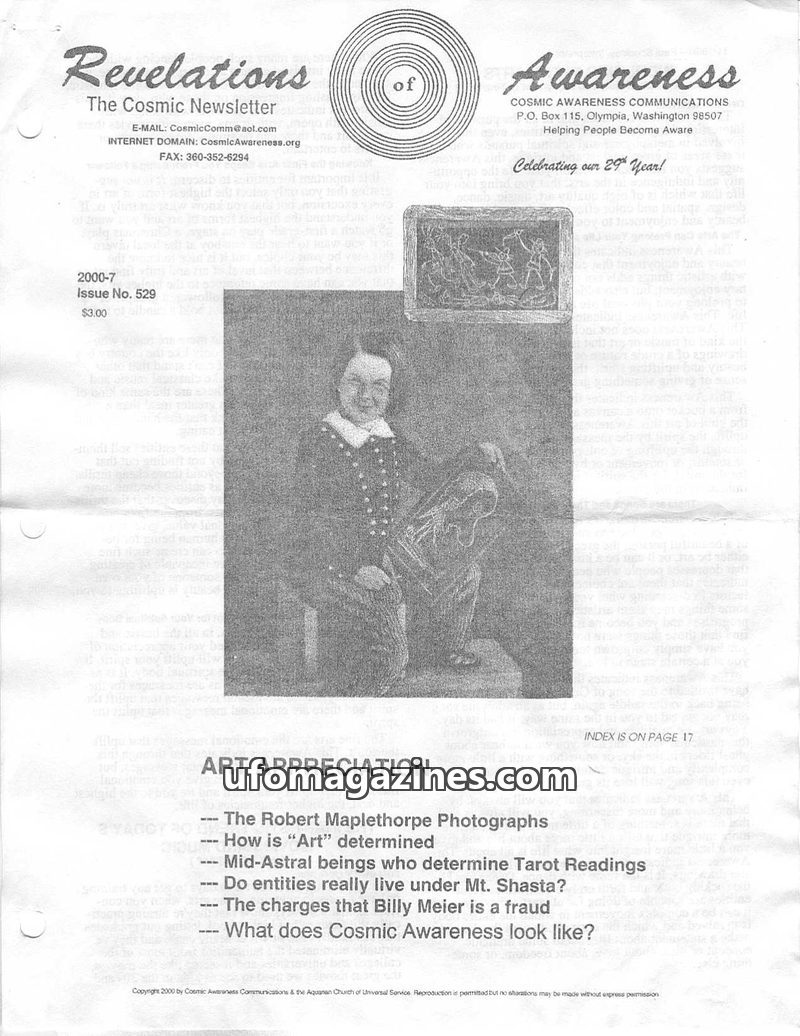 Cover of Cosmic Awareness - 2000 07 - art tarot psychology mind subconscious meditation afterlife death astral projection lucid dream