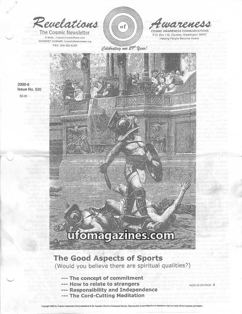 Cover of Cosmic Awareness - 2000 08 - health sport disease cat psychology anger aspartame mind children diabetic