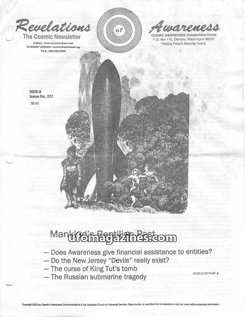 Cover of Cosmic Awareness - 2000 09 - alien religion draconian reptilian ark health karma race christianity heal