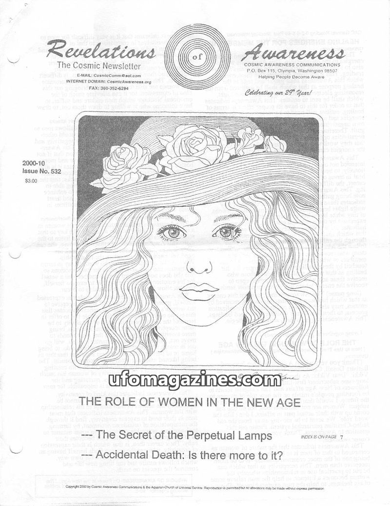 Cover of Cosmic Awareness - 2000 10 - health afterlife death psychology curse mind space children subconscious magic