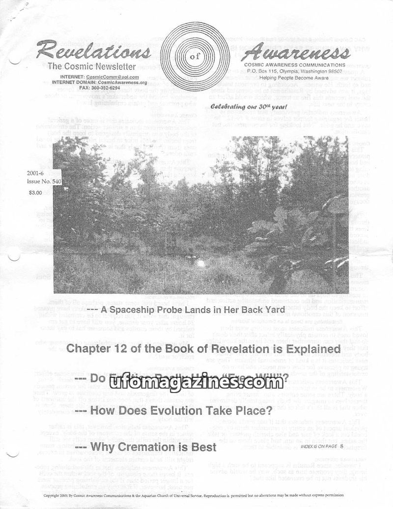 Cover of Cosmic Awareness - 2001 06 - religion god church health soul christianity psychology mind subconscious bible