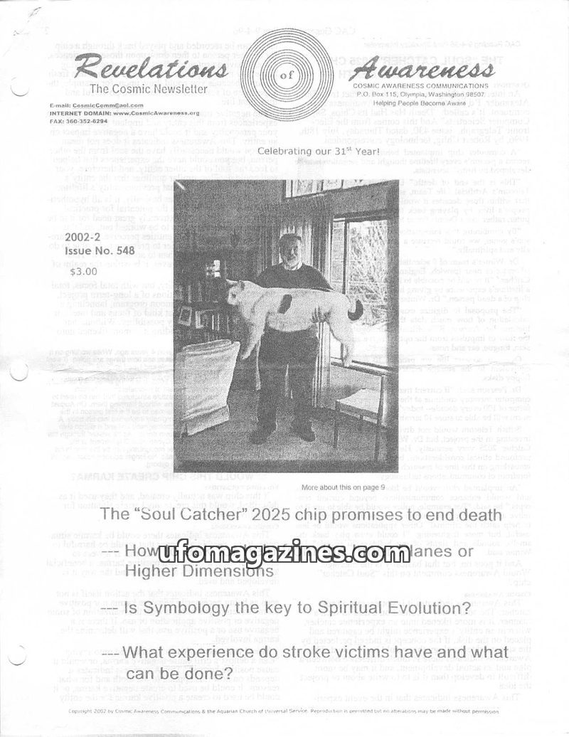 Cover of Cosmic Awareness - 2002 02 - health religion psychology mind subconscious dream stroke soul alien christianity
