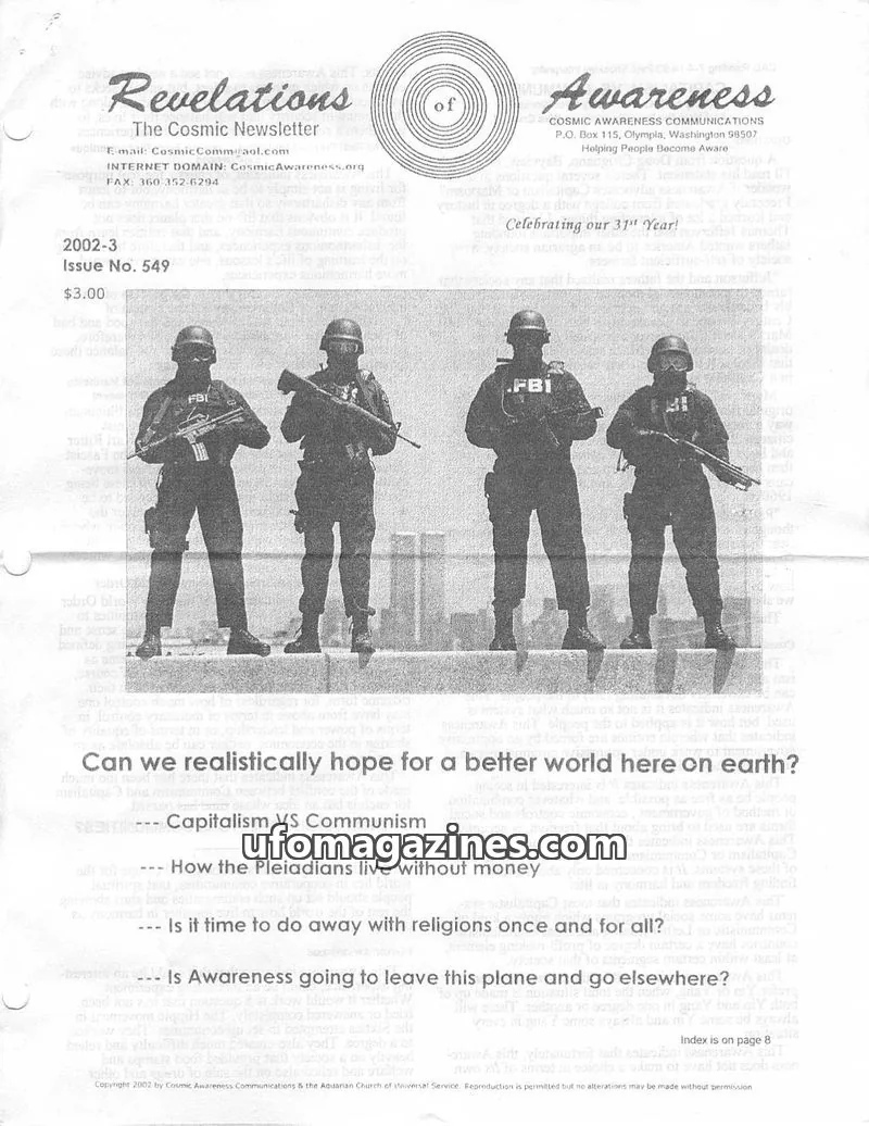 Cover of Cosmic Awareness issue No. 549: Revelations The Cosmic Newsletter