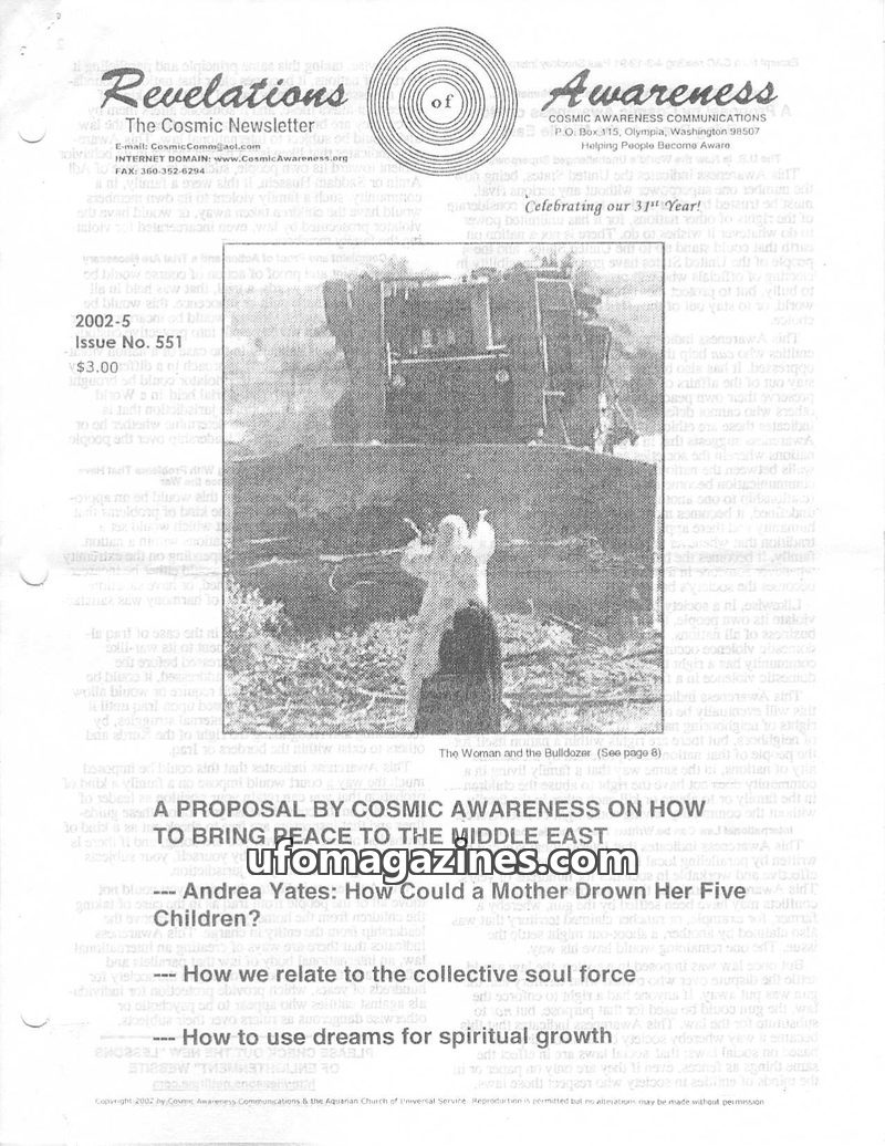 Cover of Cosmic Awareness - 2002 05 - psychology mind subconscious dream soul water health religion heal afterlife