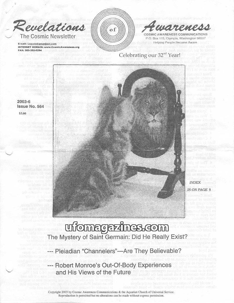 Cover of Cosmic Awareness - 2003 06 - alien television channel money children health new age afterlife politics psychology
