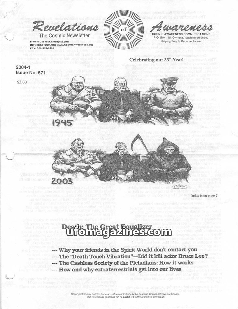 Cover of Cosmic Awareness - 2004 01 - soul afterlife death tibet psychology war mind subconscious religion alien