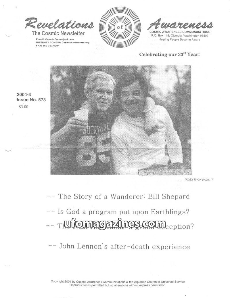 Cover of Cosmic Awareness - 2004 03 - alien religion god christianity greys zeta draconian reptilian channel jesus