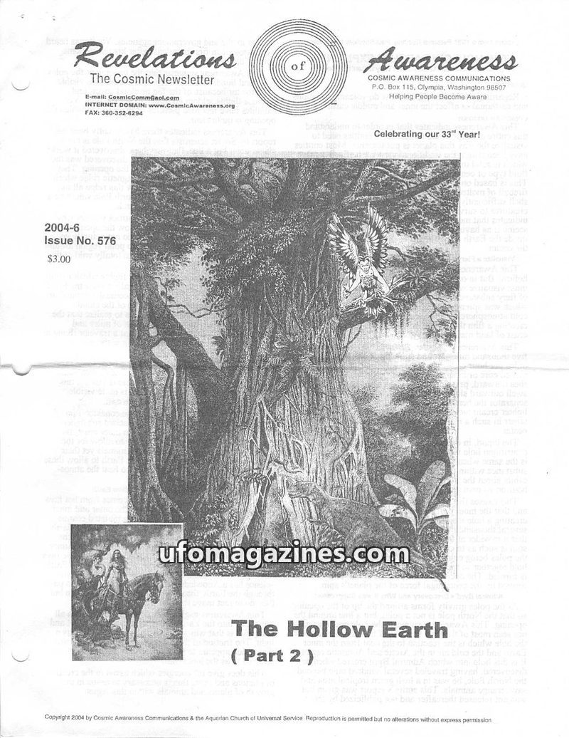 Cover of Cosmic Awareness - 2004 06 - hollow earth alien underground ufo byrd disaster earthquake hitler war nazi