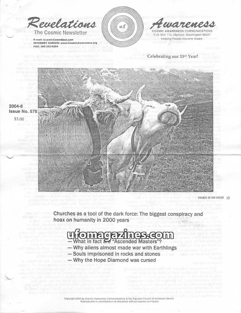 Cover of Cosmic Awareness - 2004 07 - psionic karma alien religion psychology health race eye afterlife death