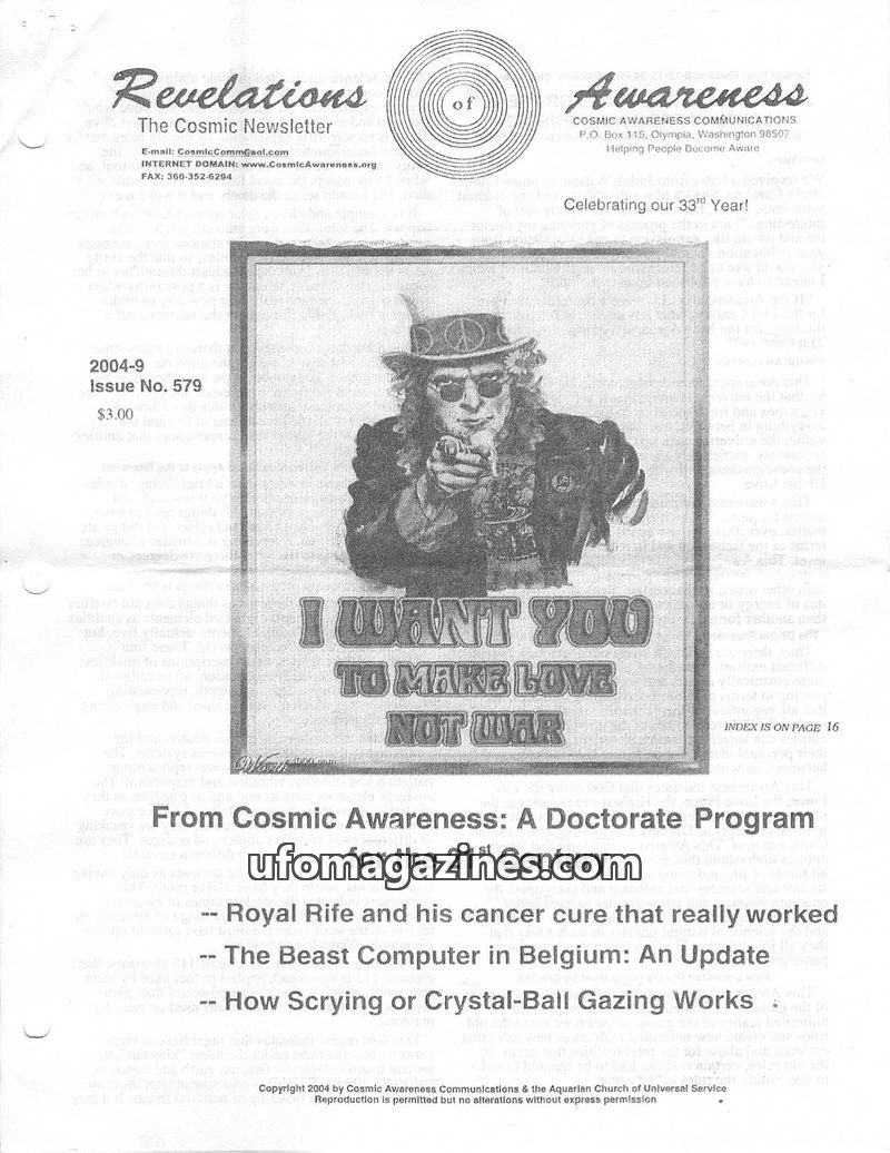 Cover of Cosmic Awareness - 2004 09 - health psychology the beast cosmic law crystal mind crystal ball afterlife akashic records subconscious