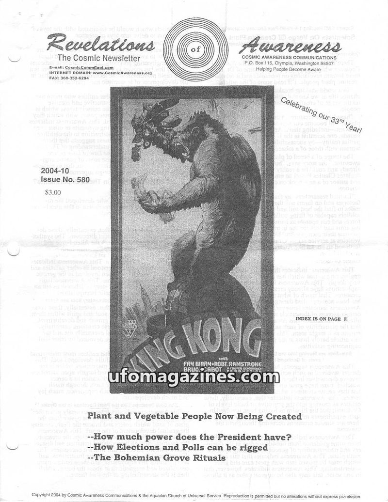 Cover of Cosmic Awareness - 2004 10 - alien soul politics nazi religion robotoids robots synthetics new world order president