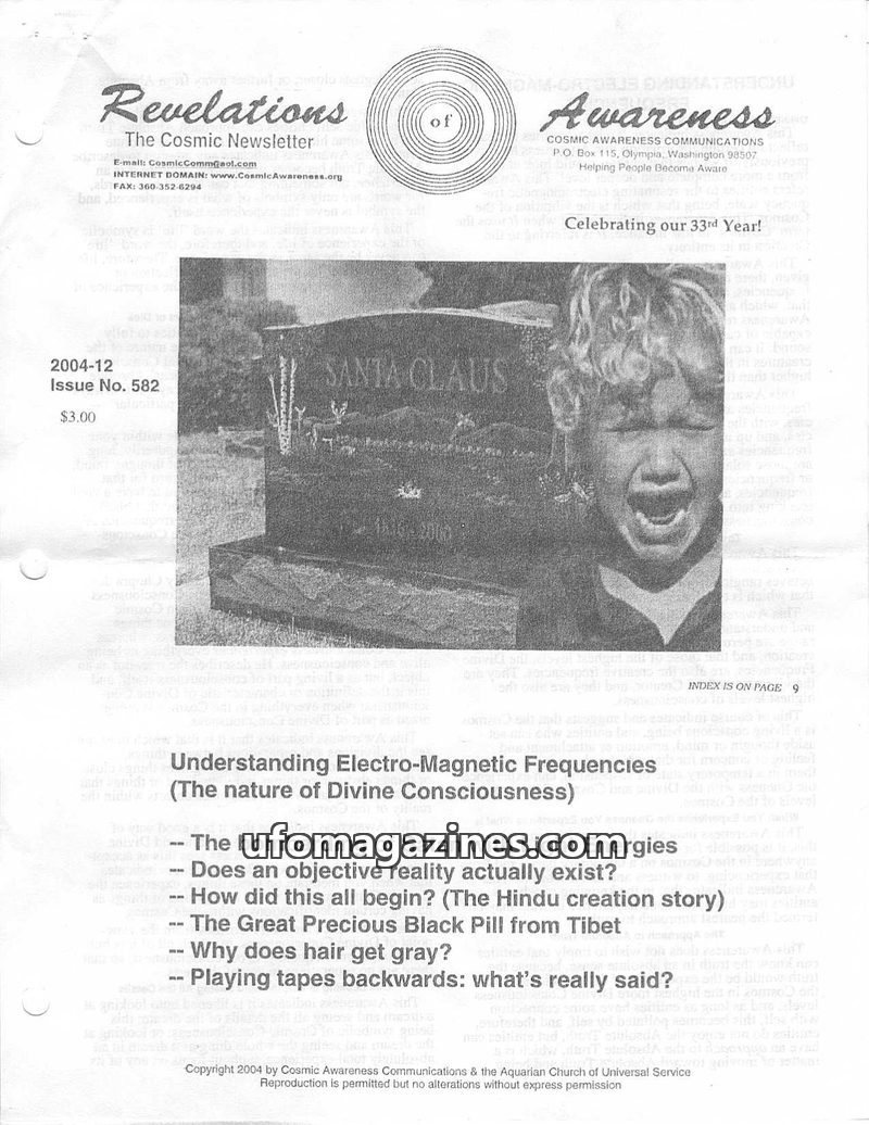 Cover of Cosmic Awareness - 2004 12 - health hell satan religion psychology mind alien subconscious space god