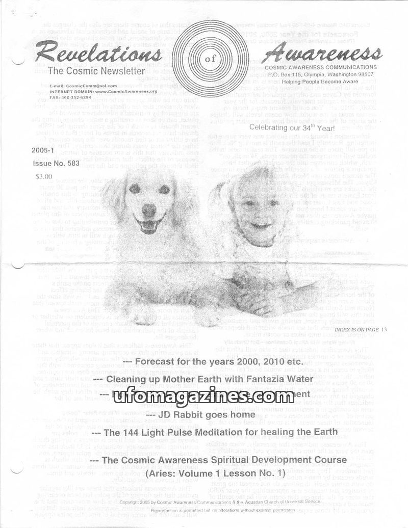 Cover of Cosmic Awareness - 2005 01 - water health fantazia water psychology mind subconscious tree heal soul ozone