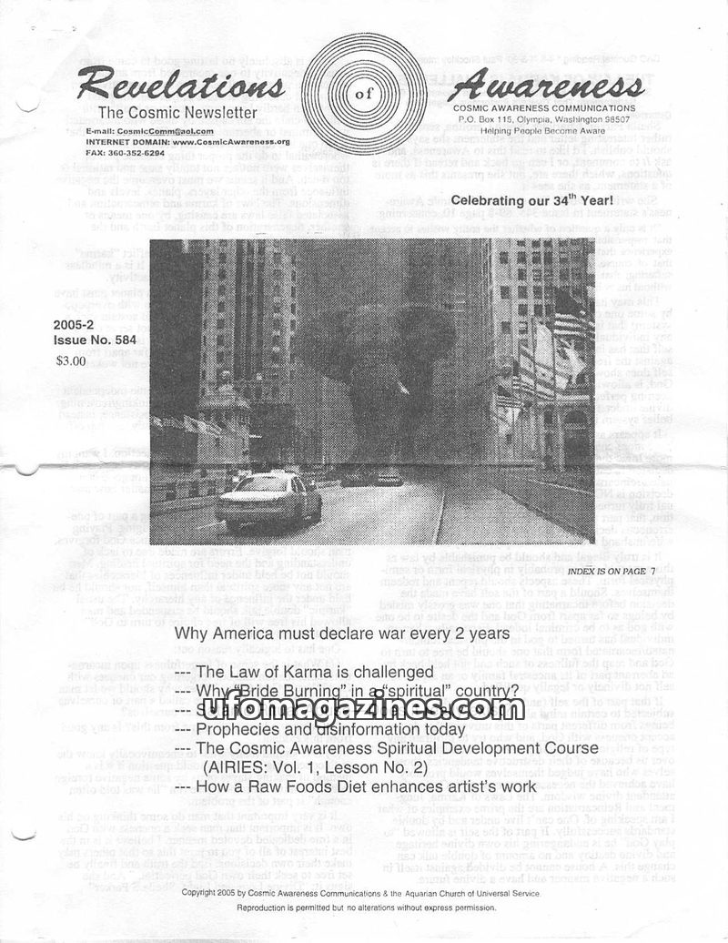 Cover of Cosmic Awareness - 2005 02 - health hell satan religion karma god abuse children memory 666