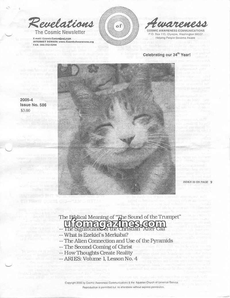 Cover of Cosmic Awareness - 2005 04 - religion pyramid christianity god christ alien chakra health canada vibration