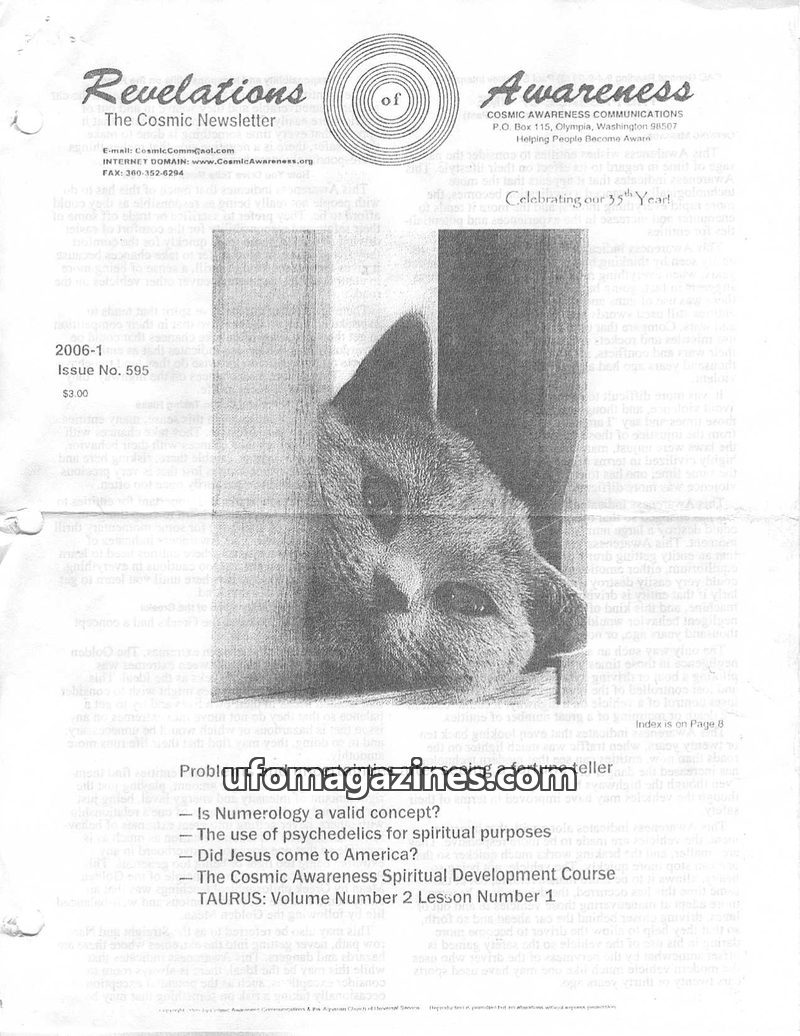 Cover of Cosmic Awareness - 2006 01 - psychology health mind subconscious alien drug meditation religion cancer christianity