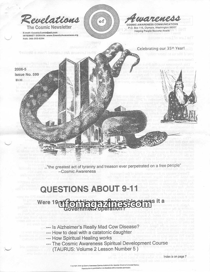 Cover of Cosmic Awareness - 2006 05 - health cosmic law heal law of catatonic stroke disease angel black pill brain