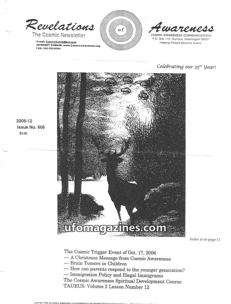 Cover of Cosmic Awareness - 2006 12 - health heal tumor brain conspiracy manifesting new age christ visualization children