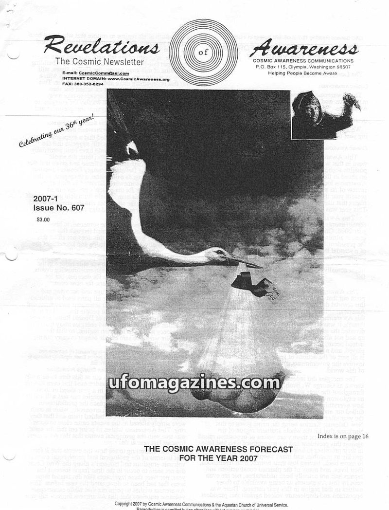 Cover of Cosmic Awareness - 2007 01 - forecast prediction weather health mind psychology president politics law of usa