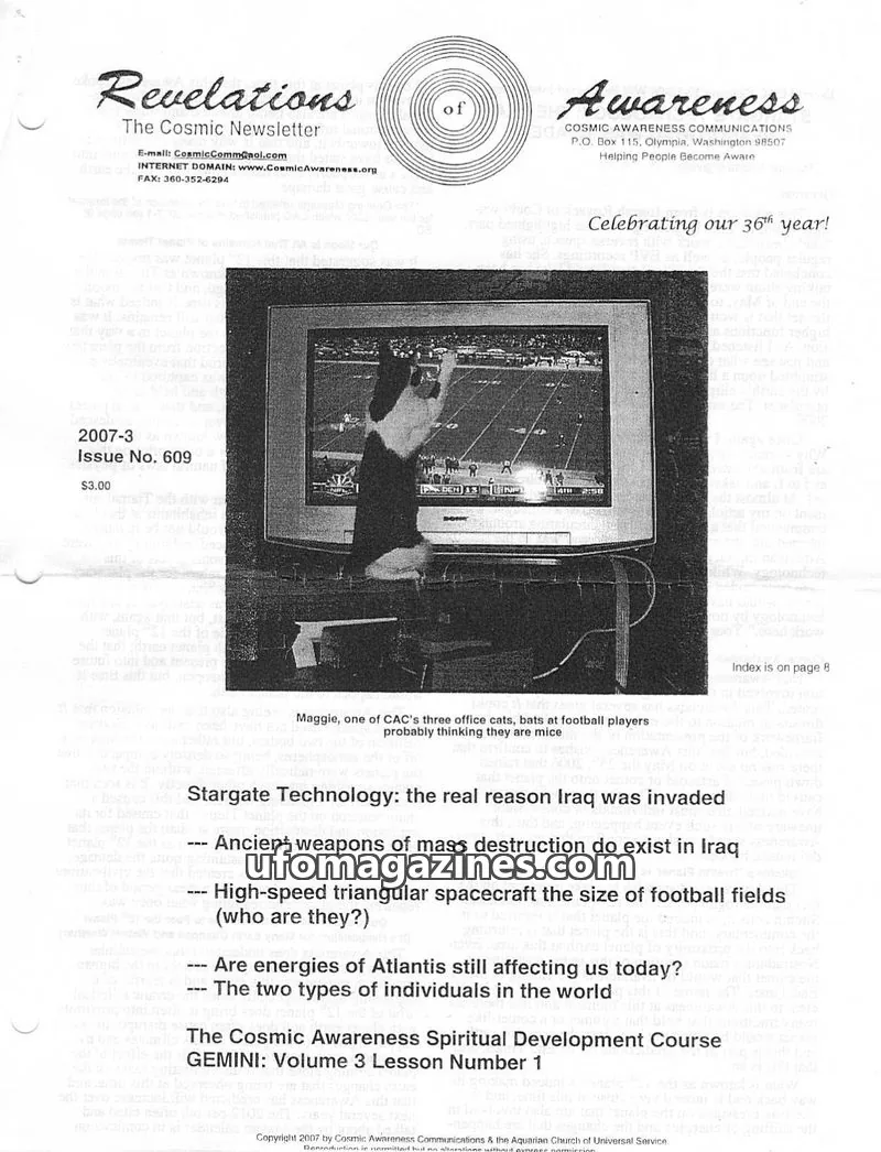 Cover of Cosmic Awareness issue No. 609: Revelations The Cosmic Newsletter