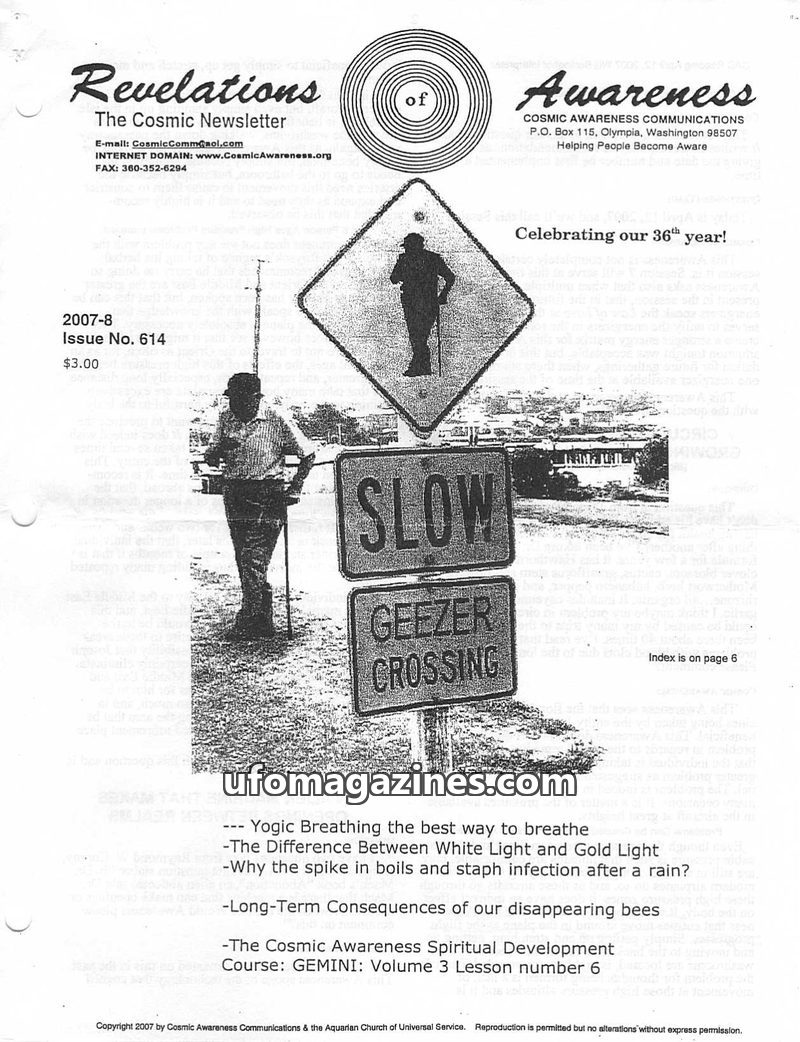 Cover of Cosmic Awareness - 2007 08 - breath health cosmic law soul bee law of white light cure psychology mind