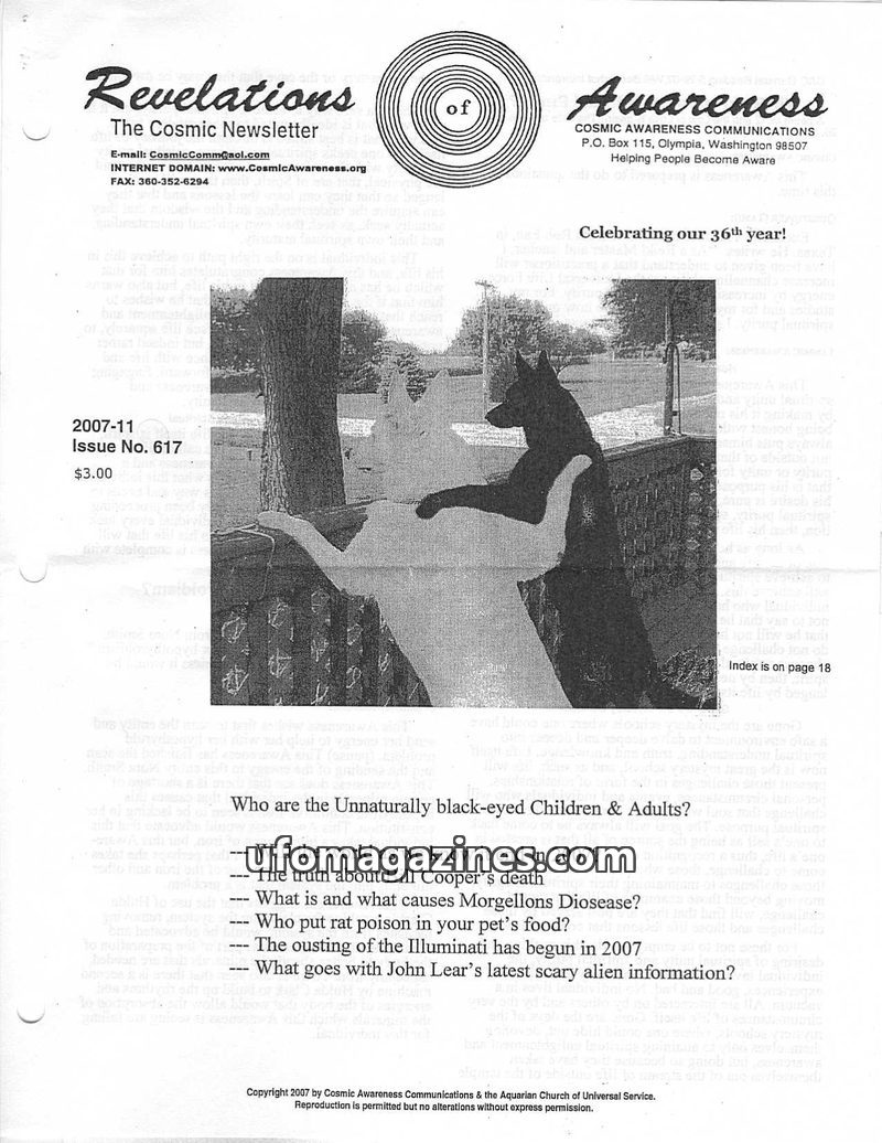 Cover of Cosmic Awareness - 2007 11 - health psychology prostate mind subconscious alien love eye libido meditation