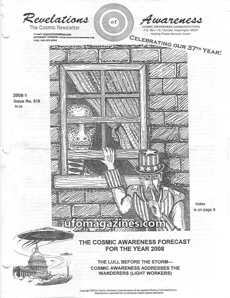 Cover of Cosmic Awareness - 2008 01 - health alien forecast prediction politics ascension usa religion heal light worker